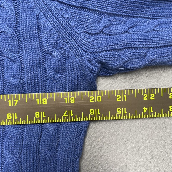 Lilly Pulitzer Sweater Womens Large Blue Cable‎ Knit Cotton Crewneck Logo - Picture 5 of 7